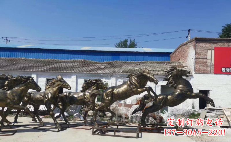 安徽奔腾马群铜雕