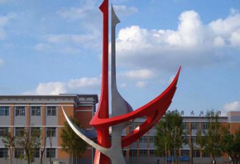 安徽2只抱在一起的抽象仙鹤寓意“合和”的校园广场景观雕塑