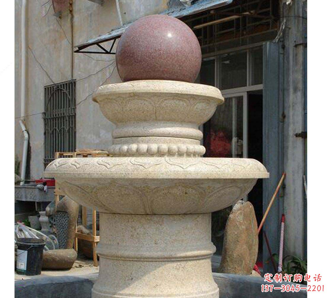 安徽别墅景观大理石风水球喷泉雕塑