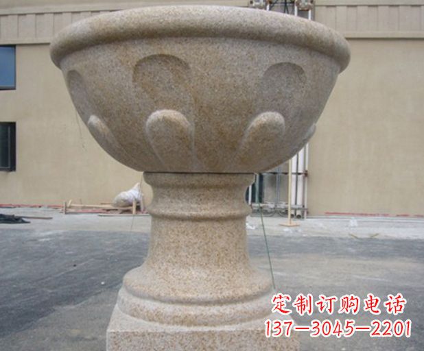 安徽别墅景观大理石花盆石雕 (3)