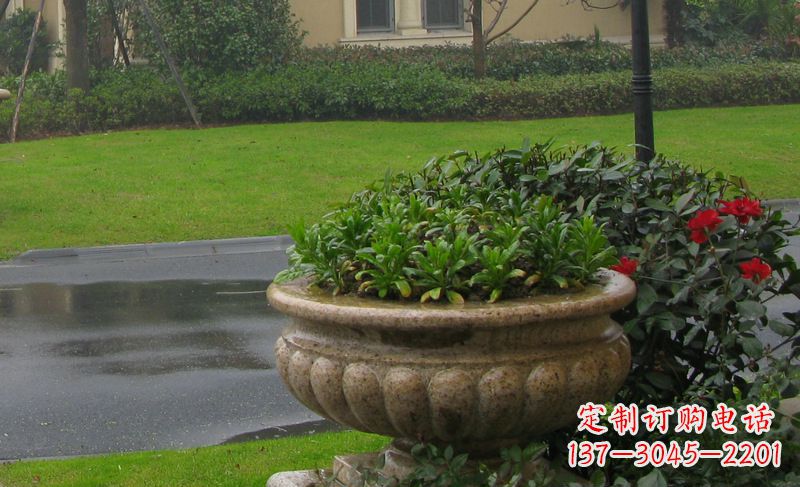 安徽别墅景观大理石花盆石雕 (4)