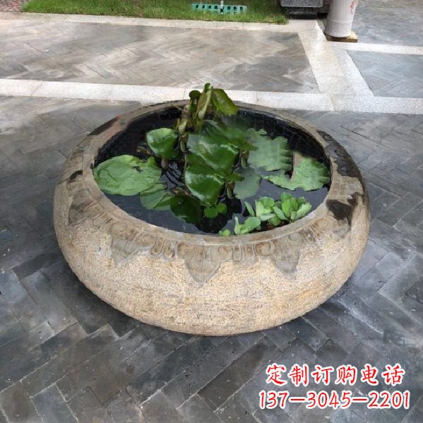 安徽别墅庭院仿古做旧石雕鱼缸