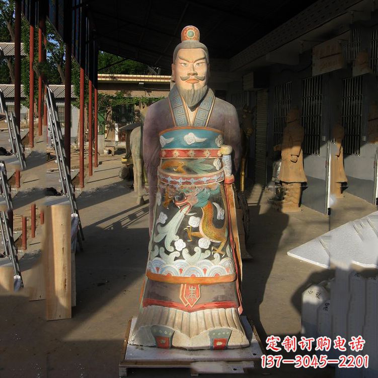 安徽秦始皇玻璃钢彩绘塑像