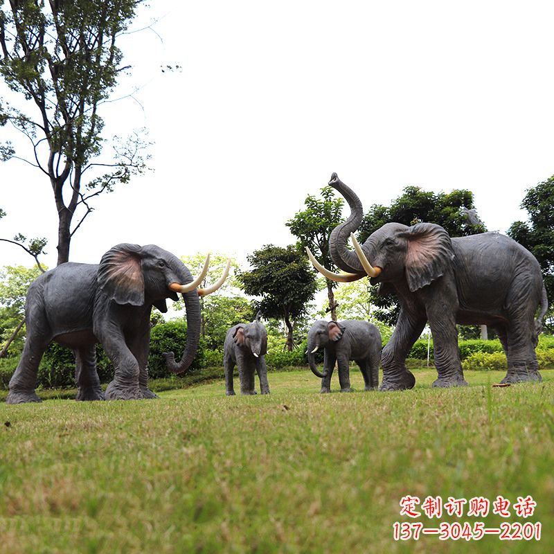 安徽玻璃钢大象仿真大象雕塑-公园景区园林装饰动物摆件