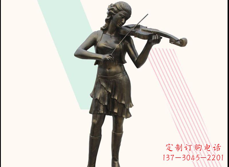 安徽玻璃钢仿铜拉小提琴的女孩