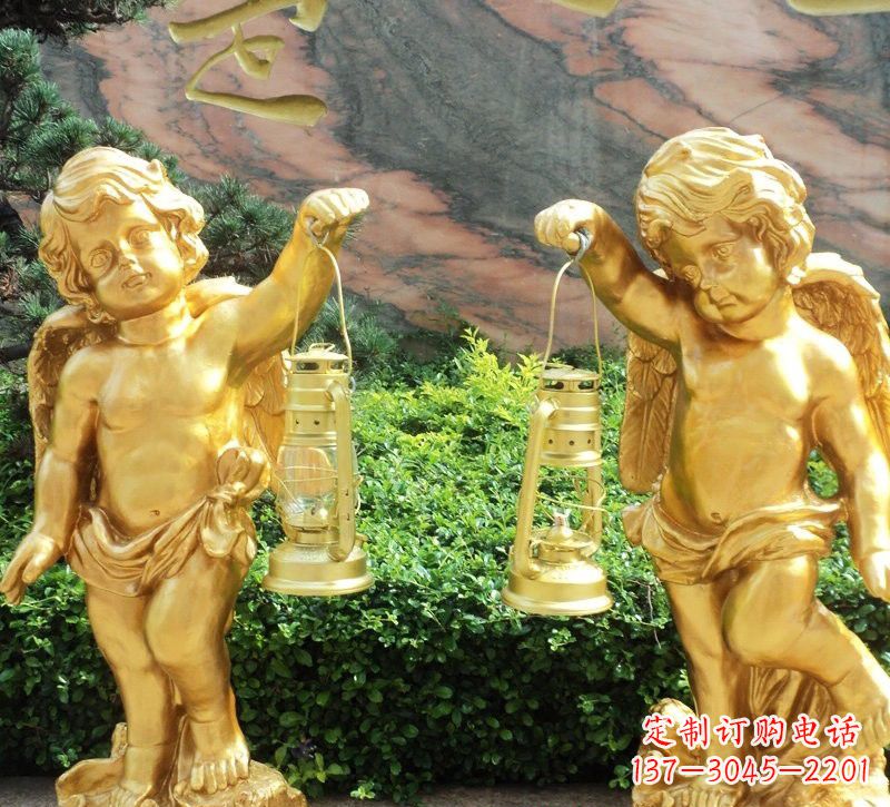 安徽玻璃钢仿铜小天使路灯陪伴你安全回家
