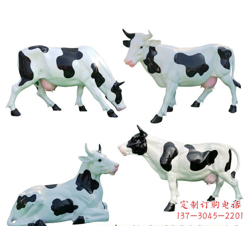 安徽玻璃钢仿真奶牛雕塑精美的艺术品