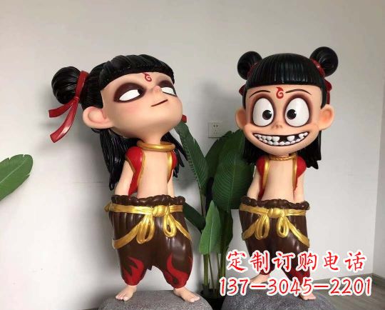 安徽玻璃钢卡通哪吒雕塑