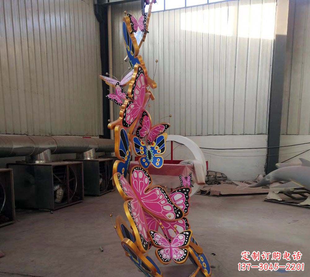 安徽不锈钢彩绘蝴蝶雕塑1