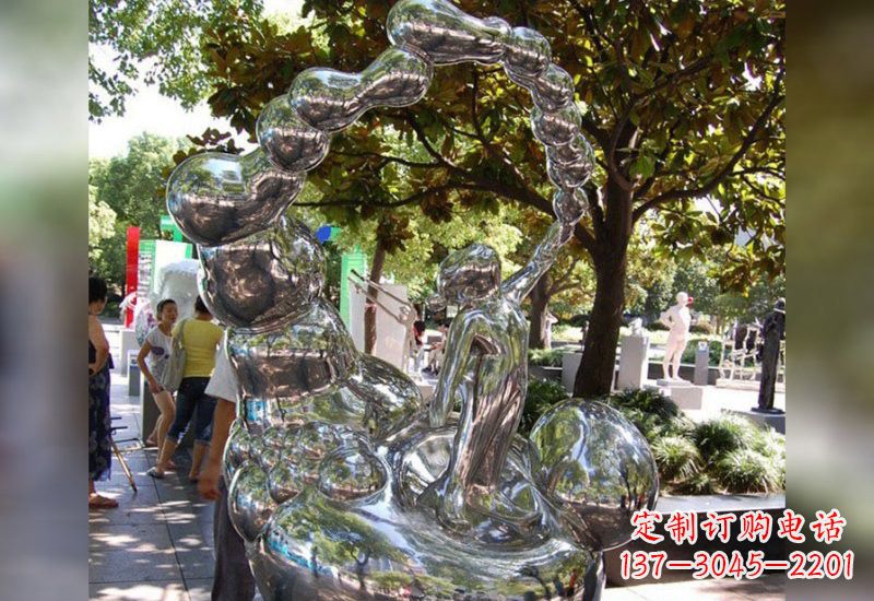 安徽不锈钢抽象吹泡泡的儿童雕塑