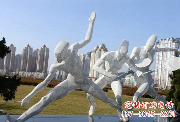 安徽不锈钢抽象打羽毛球人物雕塑