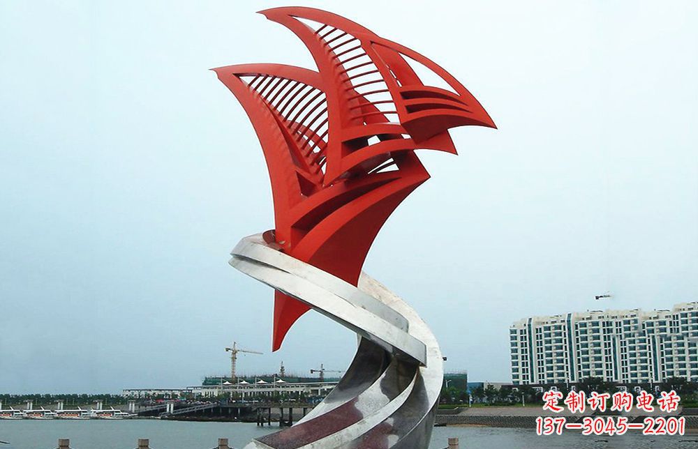 安徽不锈钢抽象帆船海边景观雕塑22