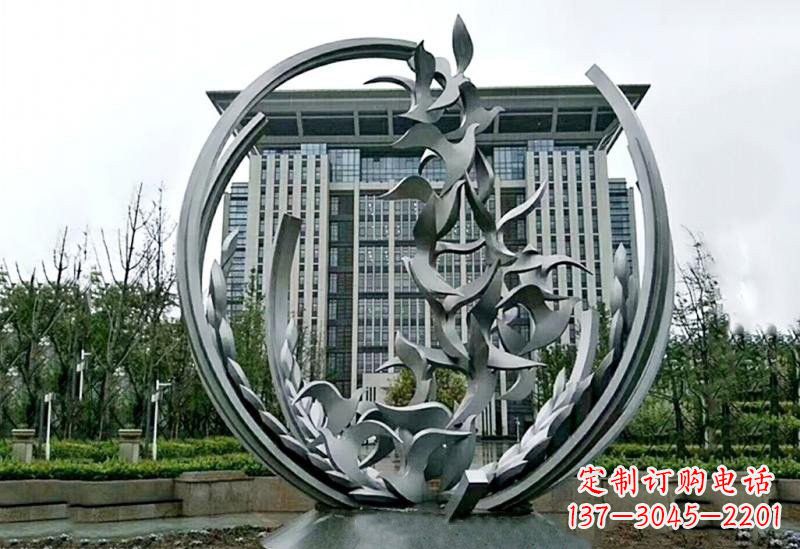 安徽不锈钢抽象和平鸽橄榄枝雕塑