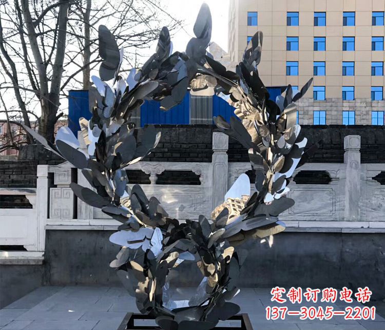 安徽不锈钢抽象蝴蝶花环景观雕塑