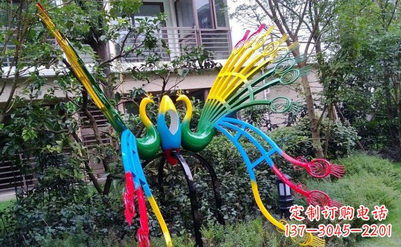 安徽不锈钢抽象孔雀雕塑 (4)