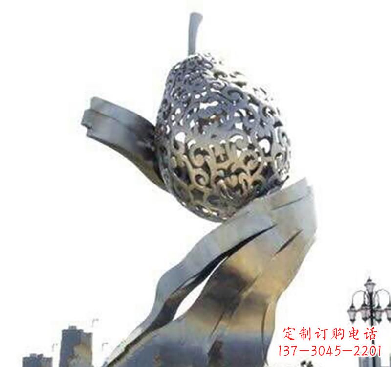 安徽不锈钢梨雕塑艺术结合精美外形