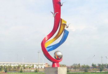 安徽不锈钢彩色海鸥海浪雕塑——美丽传承