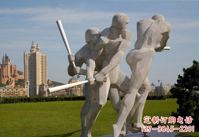 安徽不锈钢打棒球人物雕塑2
