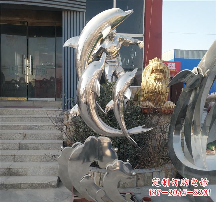 安徽不锈钢海豚雕塑——精美外观,传递环保理念