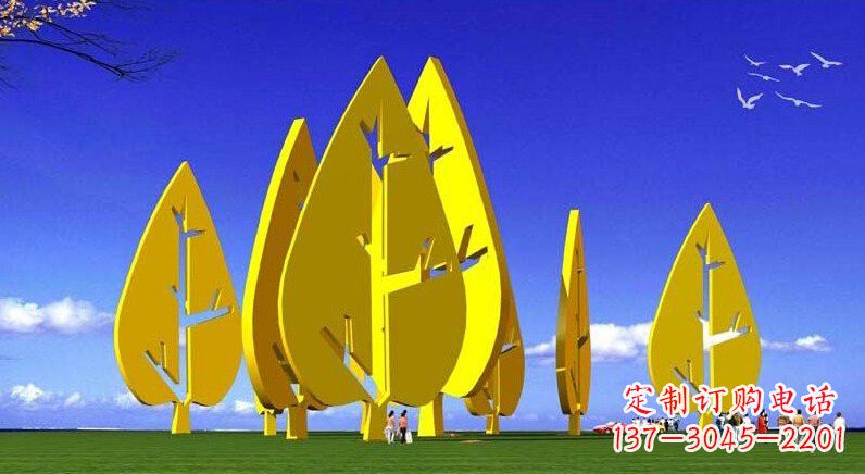 安徽不锈钢树叶雕塑美丽的艺术装点