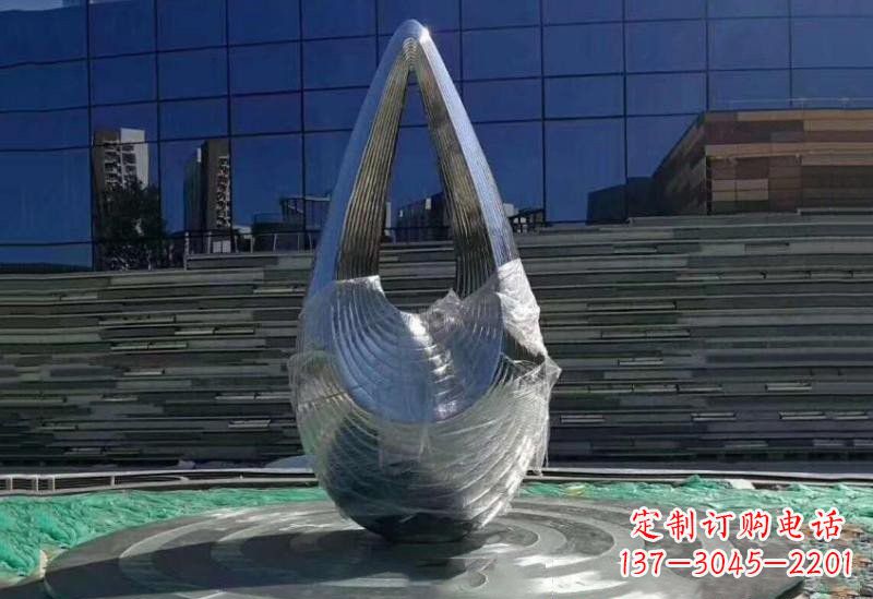 安徽不锈钢空心水滴雕塑美丽的艺术之作