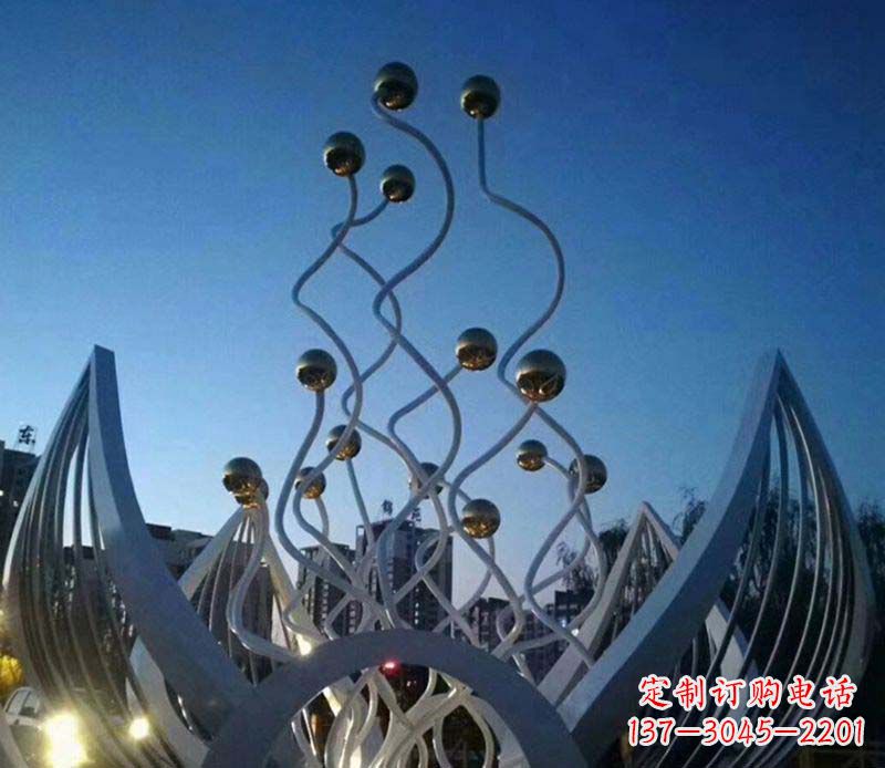 安徽不锈钢荷花雕塑美丽的象征