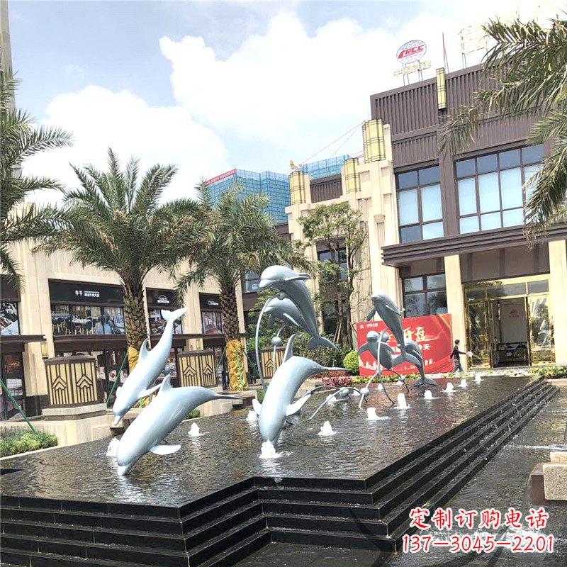 安徽精美海豚喷泉,点缀城市企业街道