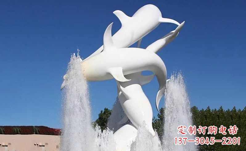 安徽不锈钢海豚喷泉雕塑传递海豚的美丽
