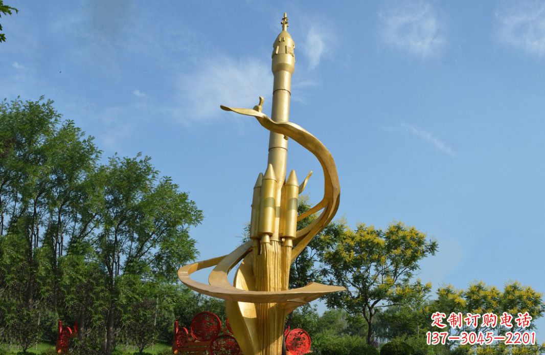 安徽火箭飞向蓝天不锈钢火箭广场景观雕塑