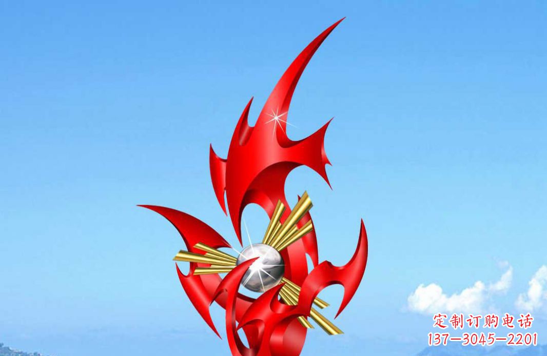 安徽不锈钢火苗抽象景观雕塑给城市添彩