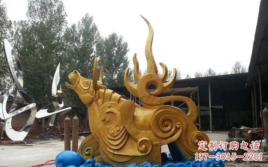安徽不锈钢金牛卧波雕塑——传承文化的艺术瑰宝