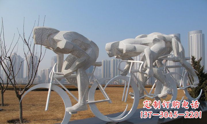 安徽展现运动风采的不锈钢自行车雕塑