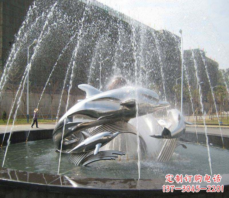 安徽不锈钢商场大型景观鱼喷泉展现雕塑之美