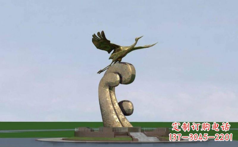 安徽不锈钢仙鹤雕塑象征着美丽和宁静