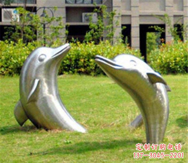 安徽草坪镜面海豚不锈钢雕塑