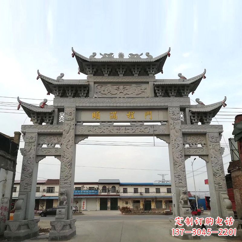 安徽城市街道仿古石雕牌楼