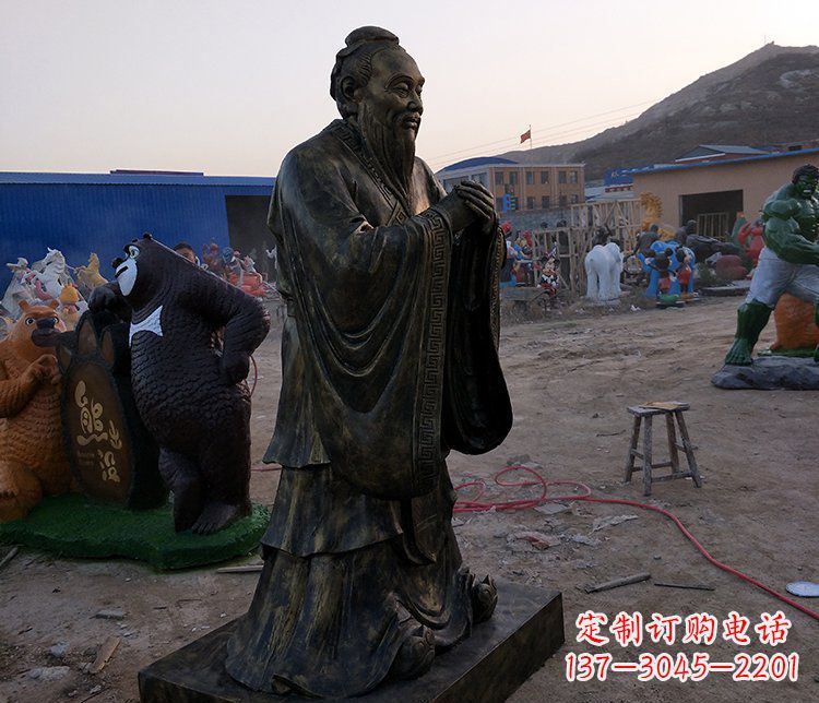 安徽春秋时期人物孔子铜雕雕塑