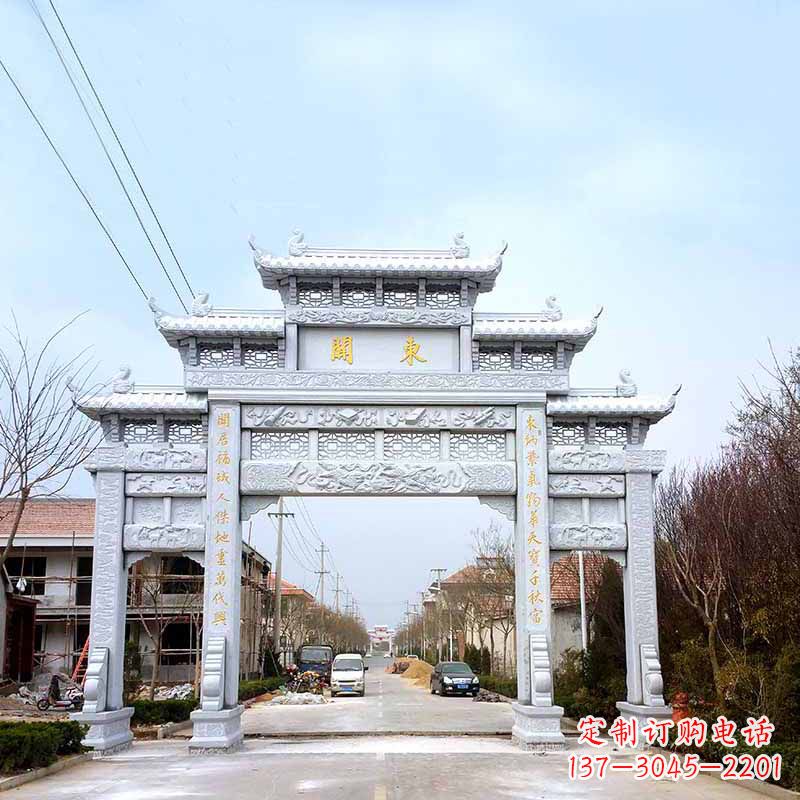 安徽传承古风——村镇三门石牌坊雕塑