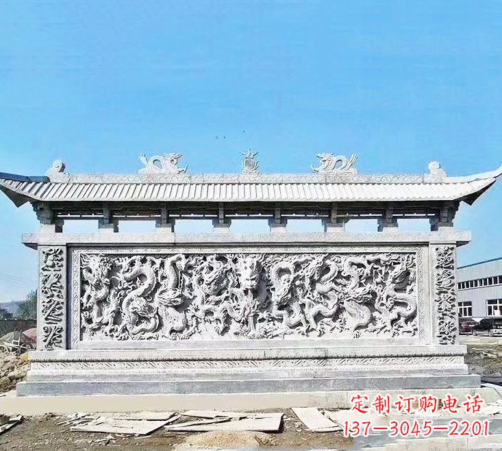 安徽精美大理石九龙壁雕塑