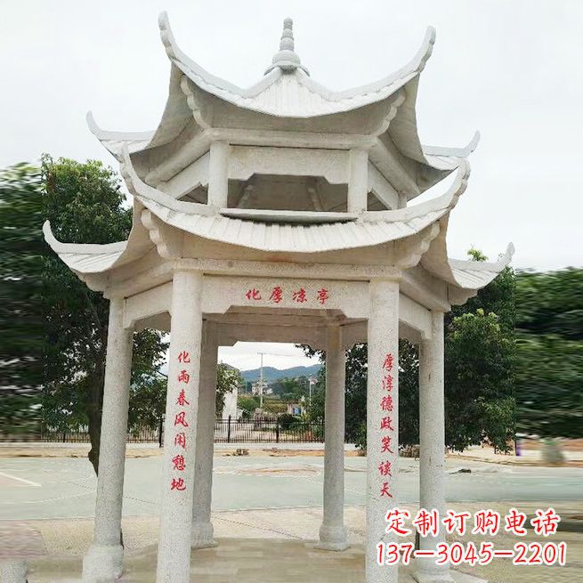 安徽大理石凉亭双层雕塑
