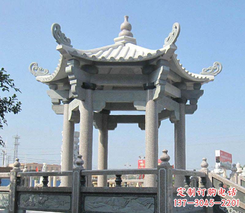 安徽大理石六角凉亭石雕,为您的家园带来浪漫情怀