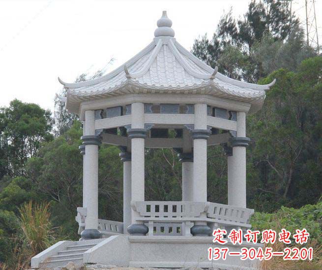 安徽大理石六角石雕凉亭营造舒适环境的完美体现