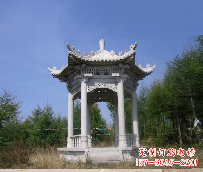 安徽精美大理石六角石凉亭雕塑
