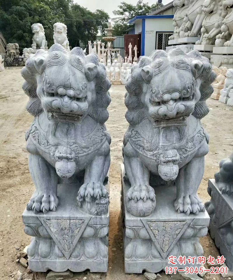 安徽传统工艺精雕大理石狮子石雕塑