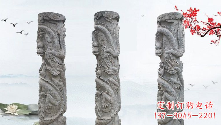安徽精美大理石龙柱雕塑