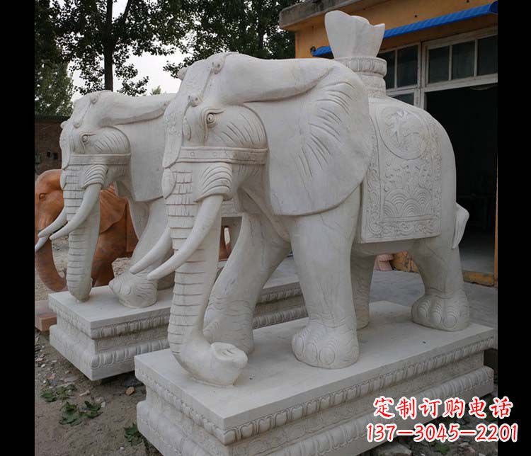 安徽大理石大象雕塑,招财进宝