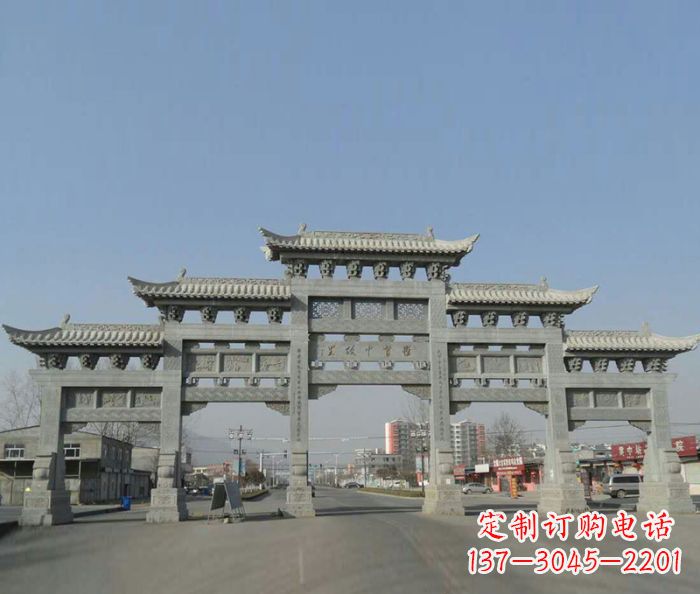 安徽传承精美工艺的大型五门石雕牌坊