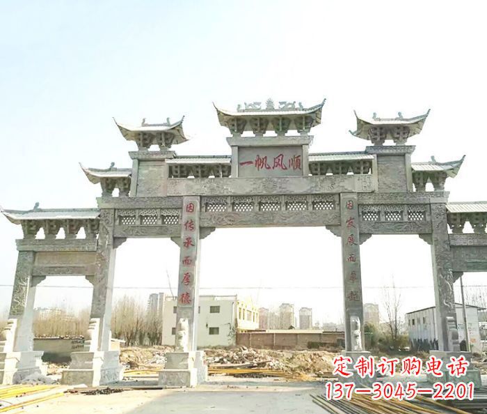 安徽别具一格的大型五门石雕牌楼