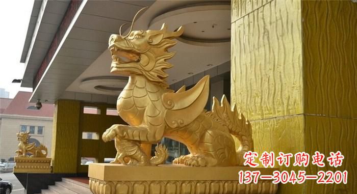 安徽带翅膀的麒麟铜雕
