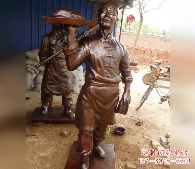 安徽店小二服务员人物铜雕